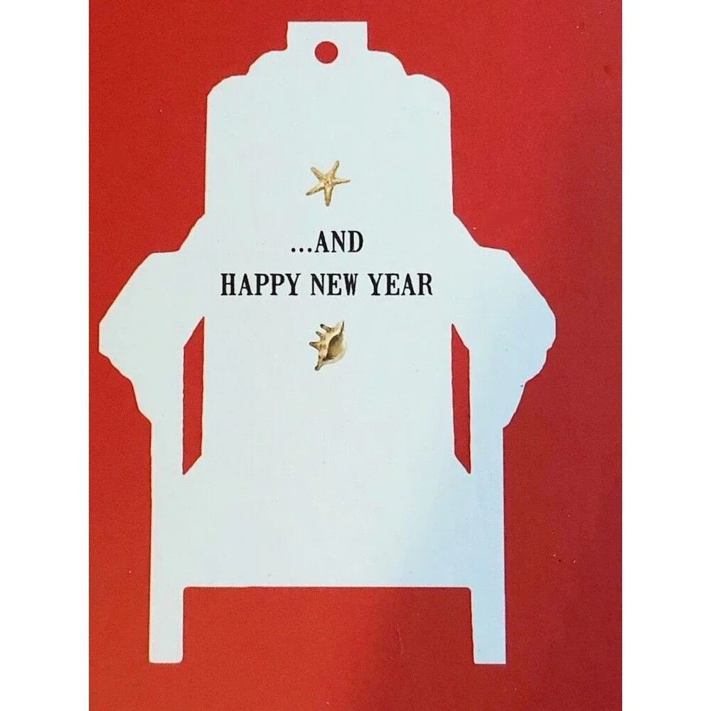 Merry Christmas Ornament 12 Cards Beach Chair Boxed Cut Out Nautical Beach Paper